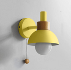 Modern Wooden Sconce Wall Light with Pull Chain Accent