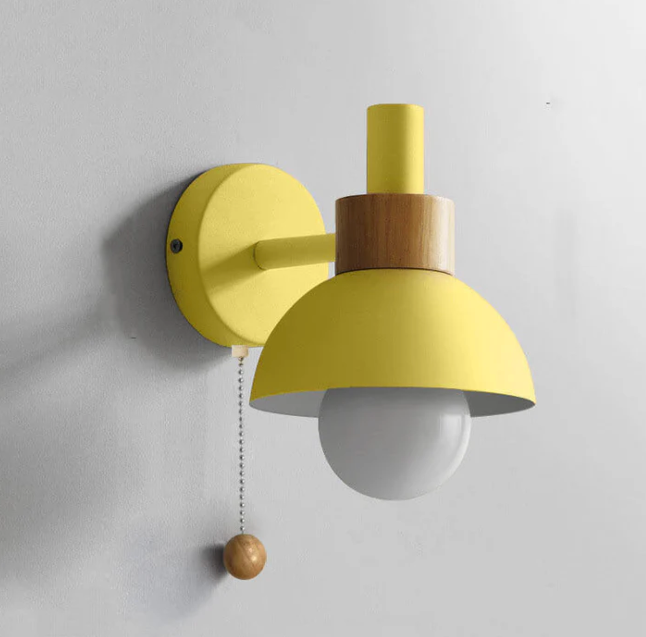 Modern Wooden Sconce Wall Light with Pull Chain Accent