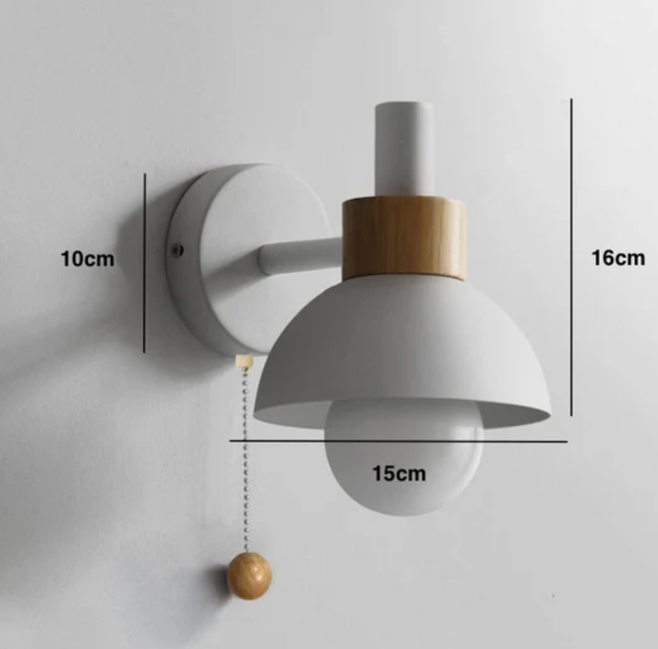Modern Wooden Sconce Wall Light with Pull Chain Accent