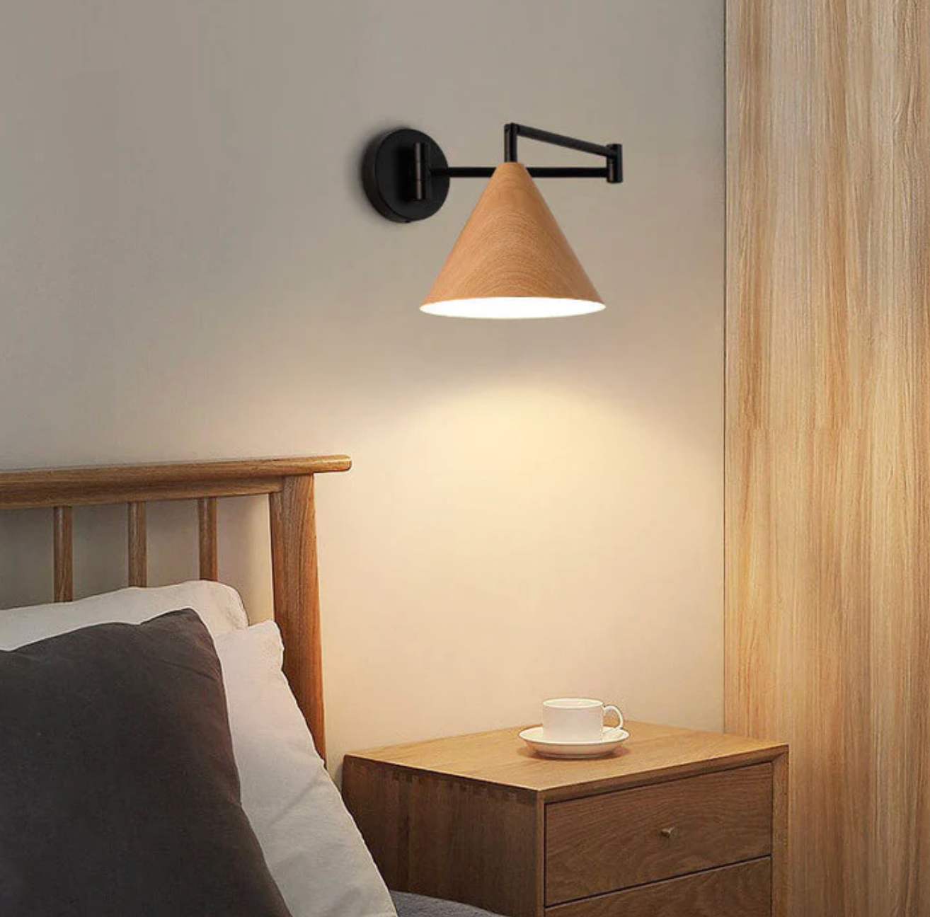 Modern Minimalist Wall Sconce in Scandinavian Wood Design