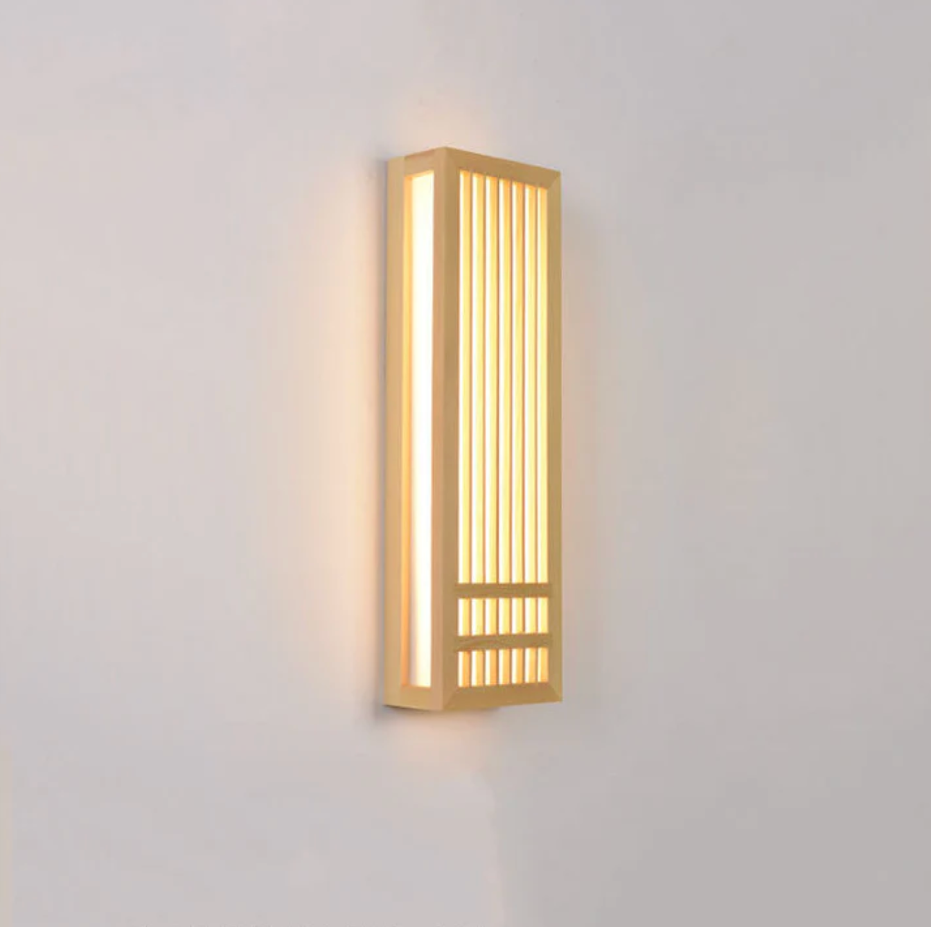 Minimalist LED Wall Sconce in Wood – Japandi Style Decor