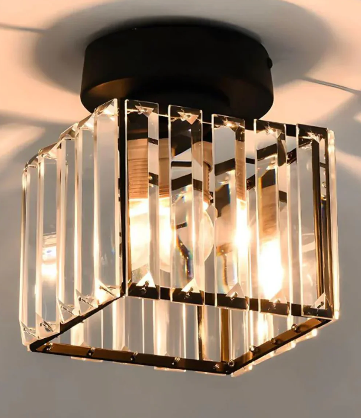 Glamorous Flush Mount Glass Lamp - Contemporary Crystal Ceiling Light