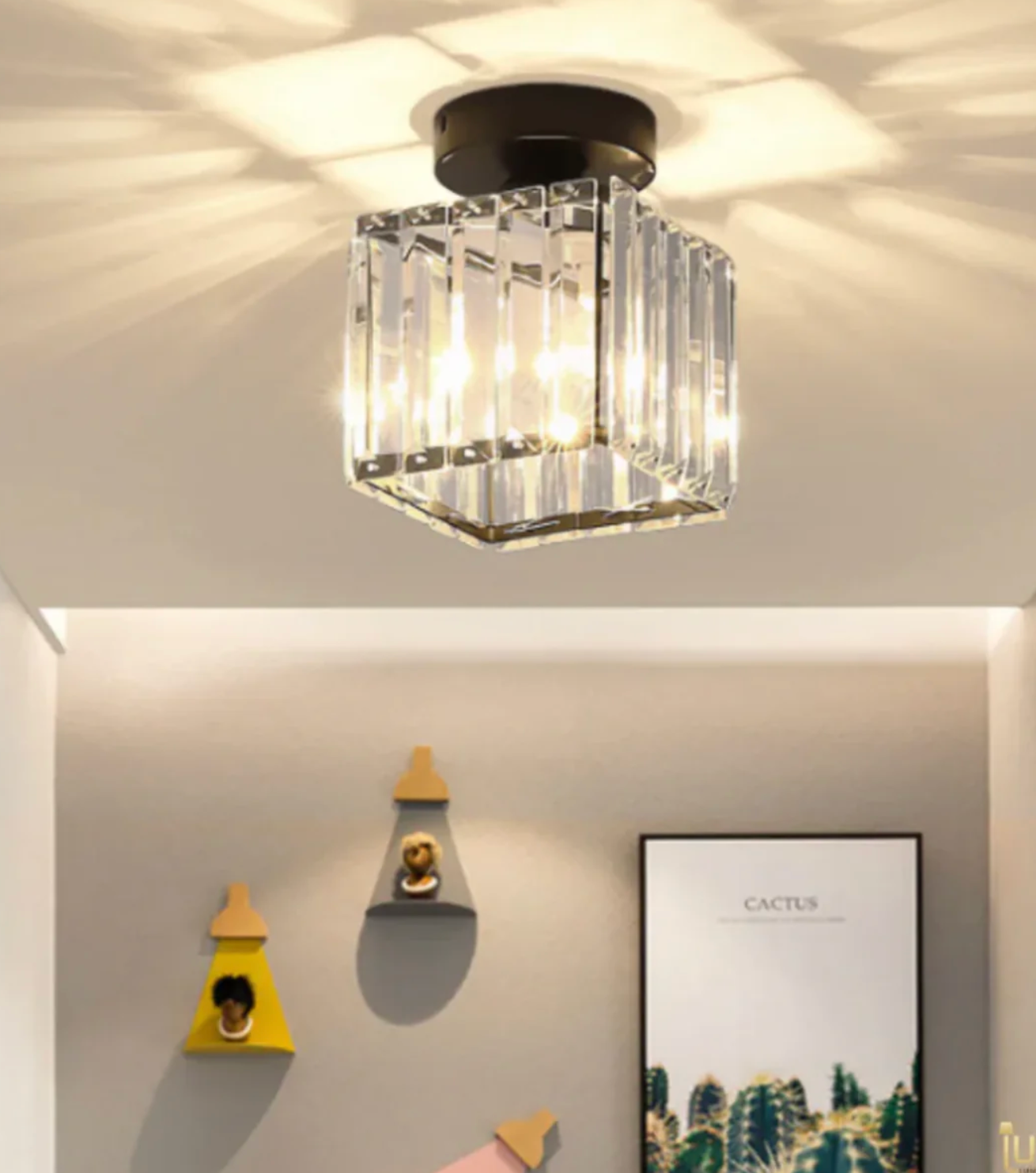 Glamorous Flush Mount Glass Lamp - Contemporary Crystal Ceiling Light