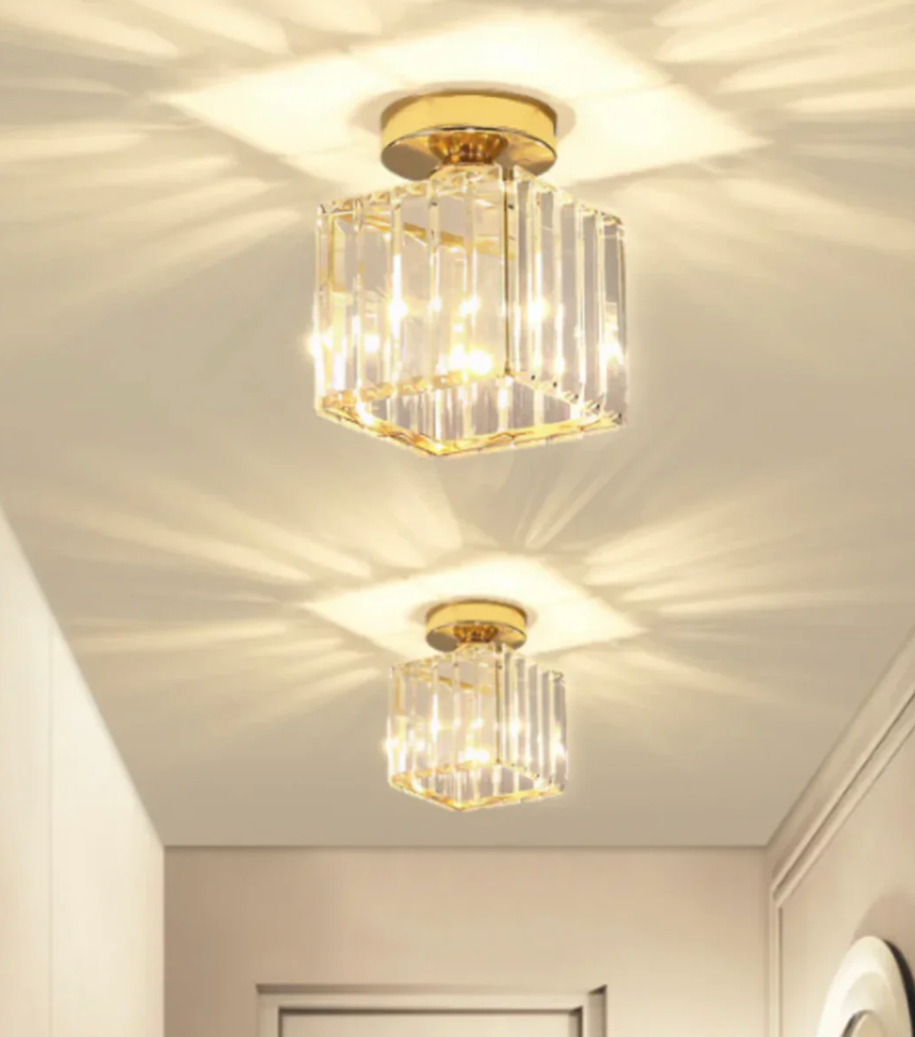 Glamorous Flush Mount Glass Lamp - Contemporary Crystal Ceiling Light