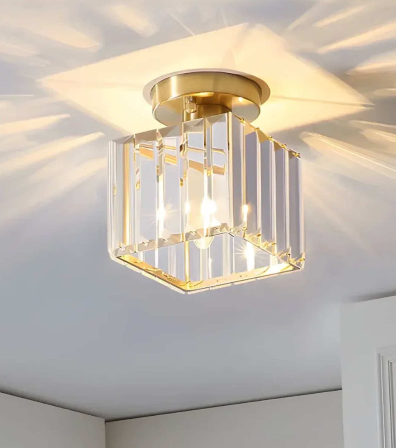 Glamorous Flush Mount Glass Lamp - Contemporary Crystal Ceiling Light