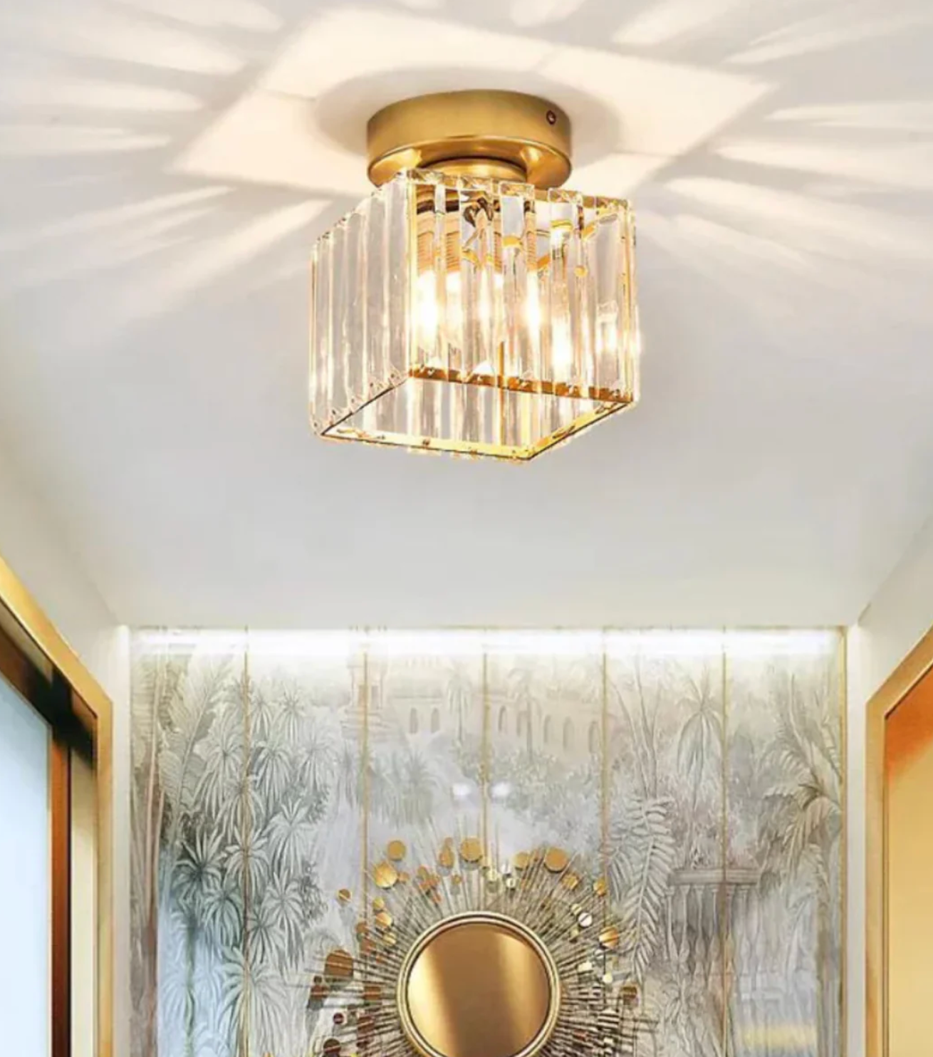 Glamorous Flush Mount Glass Lamp - Contemporary Crystal Ceiling Light