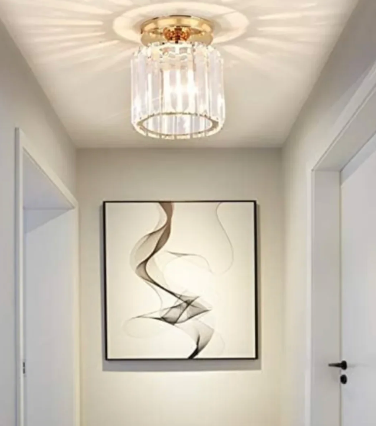 Glamorous Flush Mount Glass Lamp - Contemporary Crystal Ceiling Light