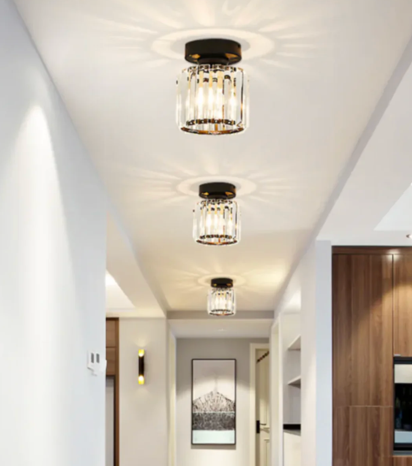 Glamorous Flush Mount Glass Lamp - Contemporary Crystal Ceiling Light