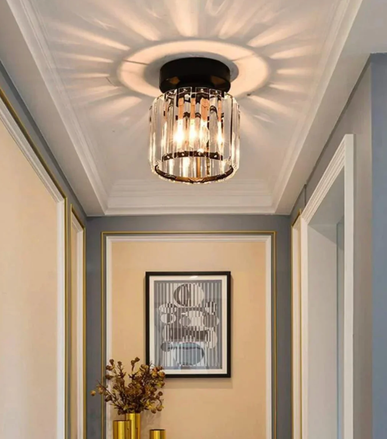 Glamorous Flush Mount Glass Lamp - Contemporary Crystal Ceiling Light