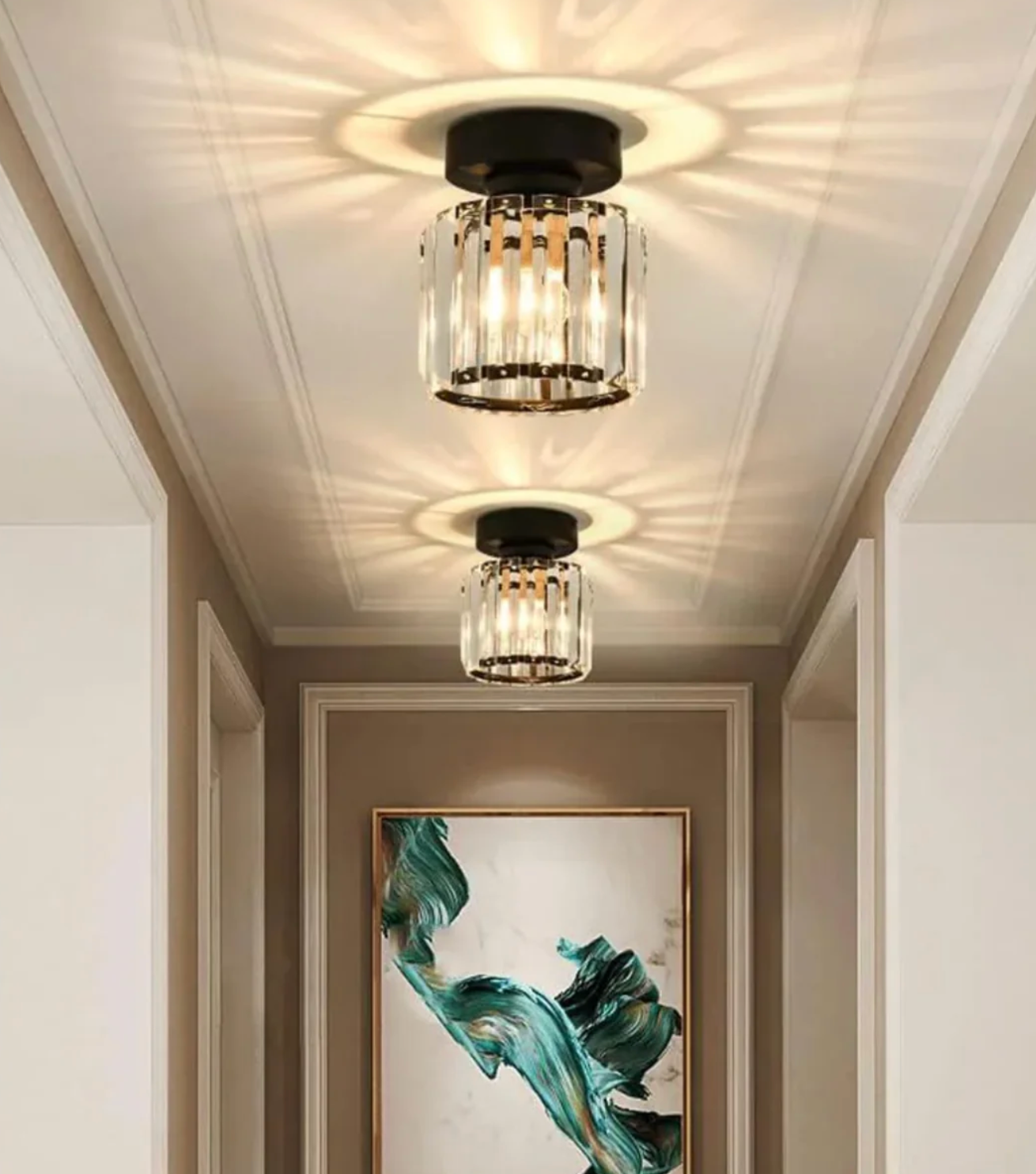 Glamorous Flush Mount Glass Lamp - Contemporary Crystal Ceiling Light