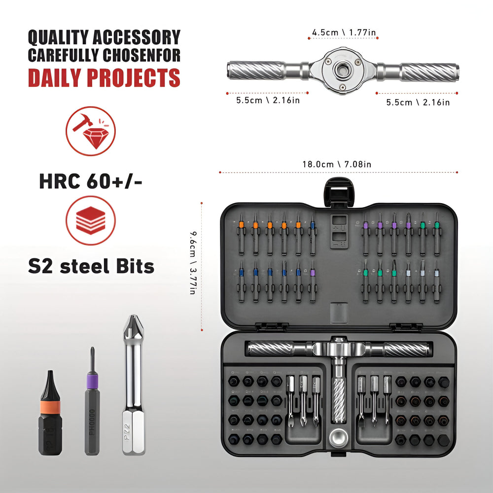 Precision Tool Kit with Magnetic Ratchet Screwdrivers