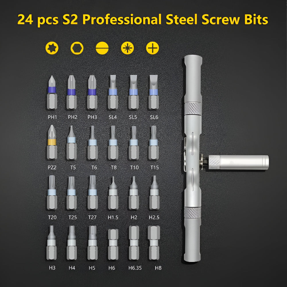 Precision Tool Kit with Magnetic Ratchet Screwdrivers