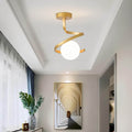 Stylish Spiral Glass and Iron Ceiling Light Fixture