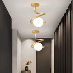 Stylish Spiral Glass and Iron Ceiling Light Fixture