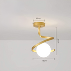 Stylish Spiral Glass and Iron Ceiling Light Fixture