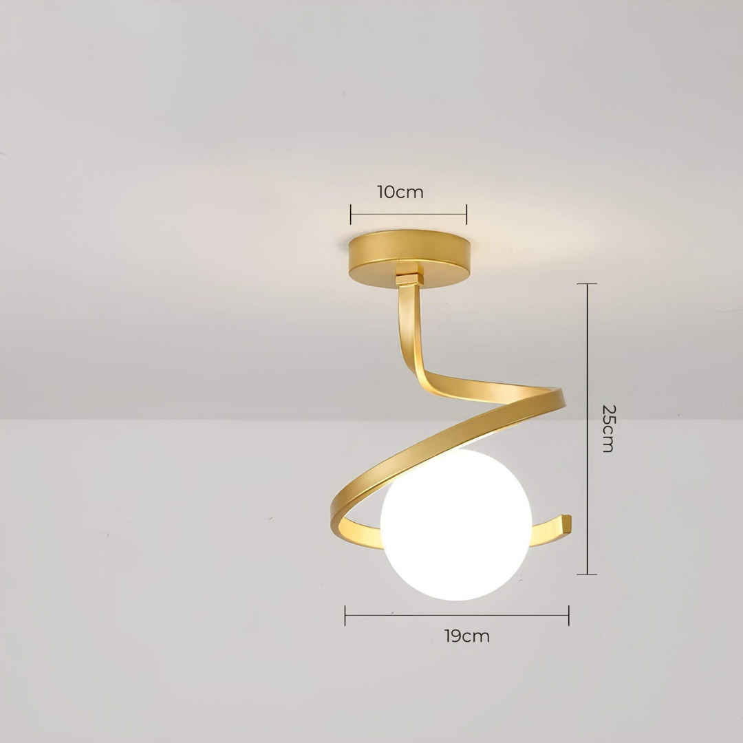Stylish Spiral Glass and Iron Ceiling Light Fixture