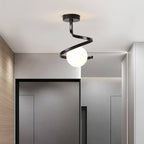 Stylish Spiral Glass and Iron Ceiling Light Fixture