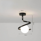 Stylish Spiral Glass and Iron Ceiling Light Fixture