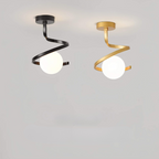Stylish Spiral Glass and Iron Ceiling Light Fixture
