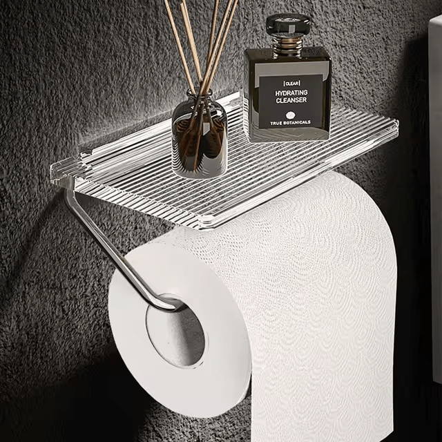 Chic Wall-Mounted Toilet Paper Organizer with Shelf