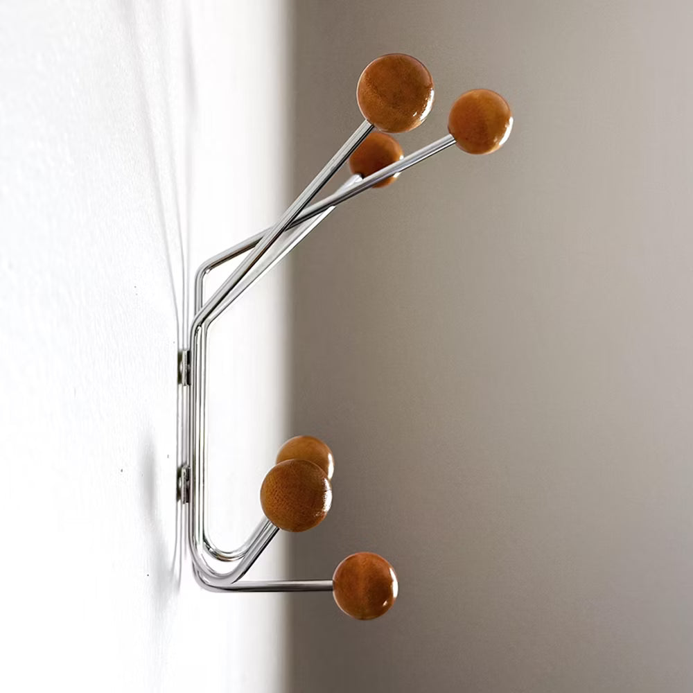 Chic Wall-Mounted Coat Organizer with Wooden Accents