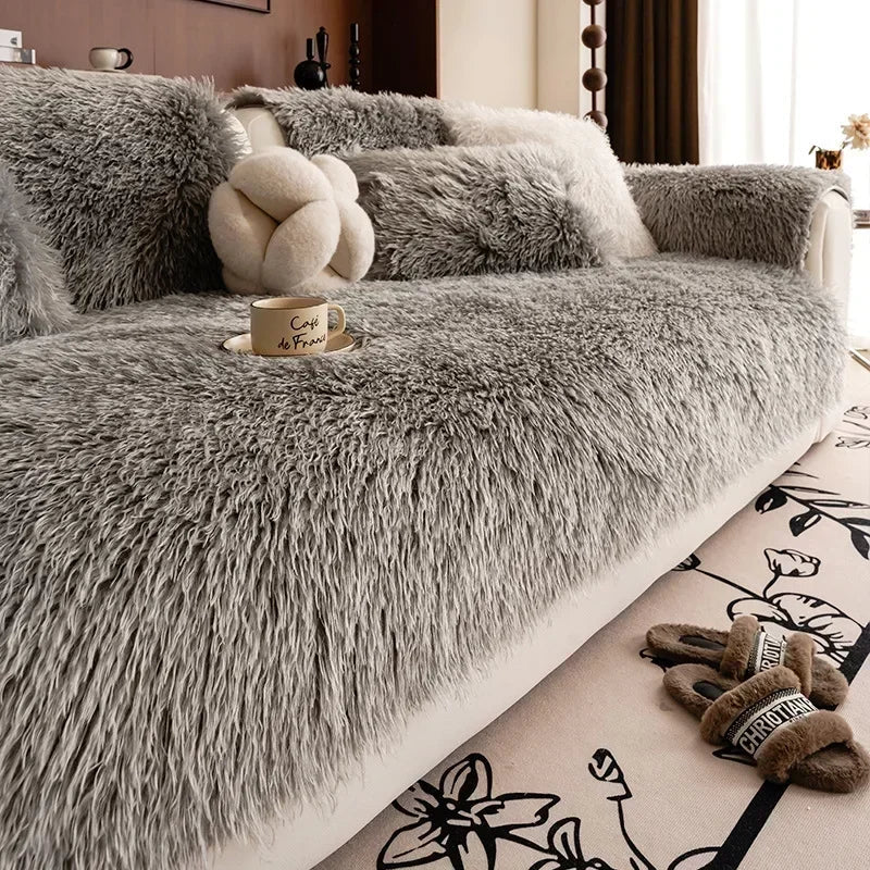 Luxurious Sofa Cover in Faux Lambswool Fabric