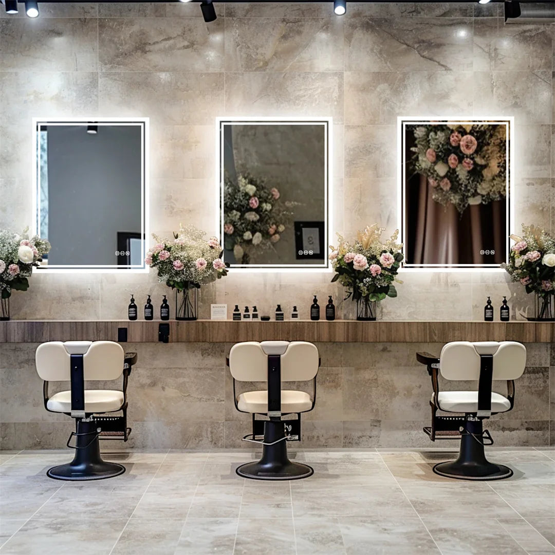 Frameless LED Bathroom Mirror with Dimming and Anti-Fog Features