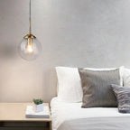 Nordic Style Glass Globe Hanging Light Fixture | Amber, Smoke Grey, Clear