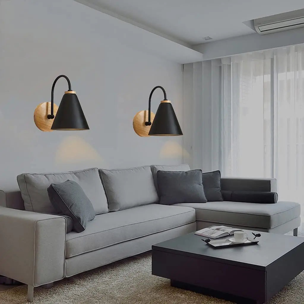 Scandinavian Style Wall Light - Wood and Iron Design