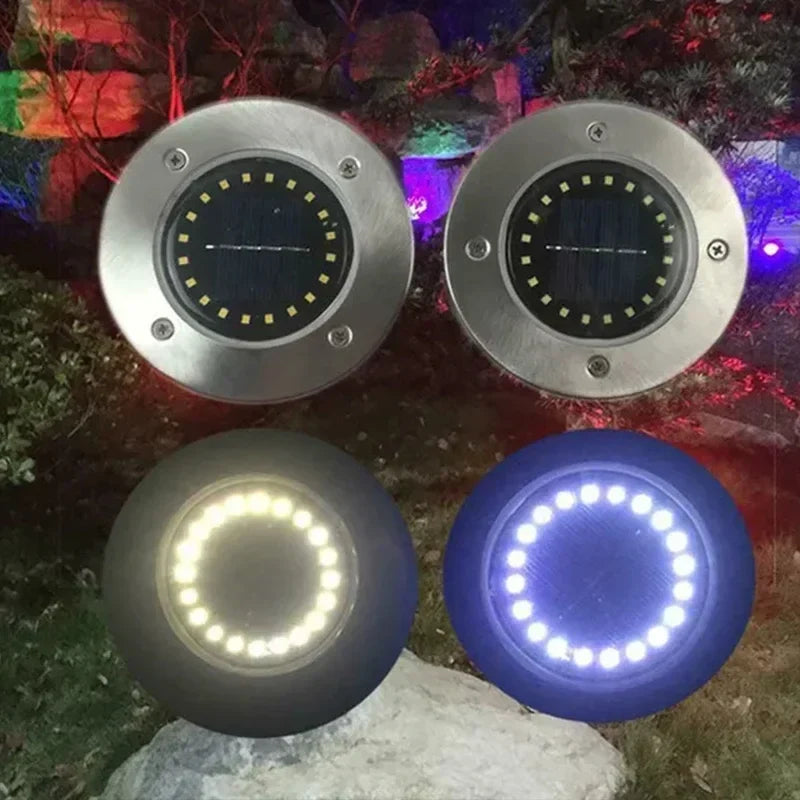 Round Stainless Steel Solar Outdoor Ground Lights
