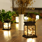 Outdoor Garden Solar Lantern with Glass Panels and LED Lighting