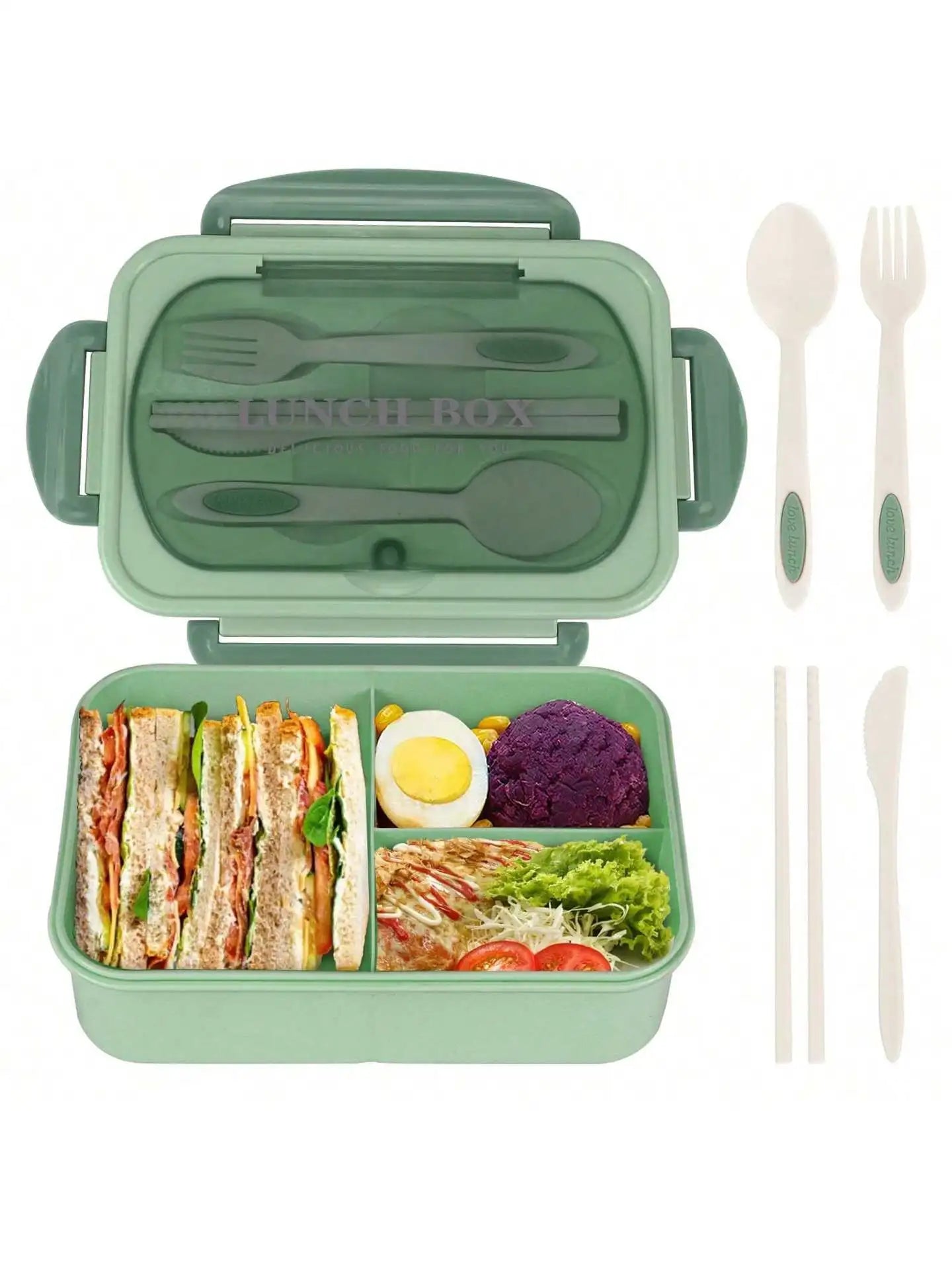 Bento Lunch Box with Utensils – 4 Compartments and Leak-Proof Features