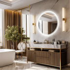 Round LED Bathroom Mirror with Anti-Fog and Dimmable Touch Control