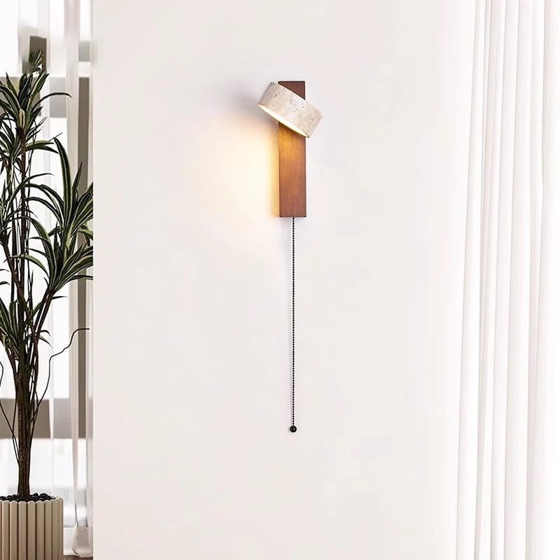 Wabi-Sabi Wall Light for Headboard with Pull Switch – French Design