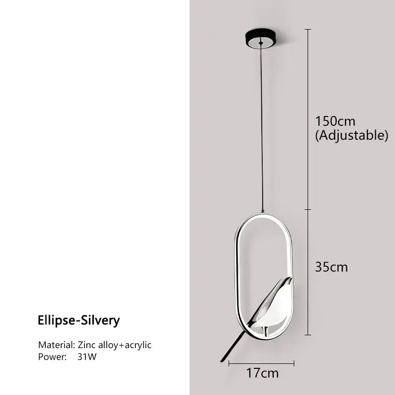 Northern Style LED Pendant Light with Bird Motif