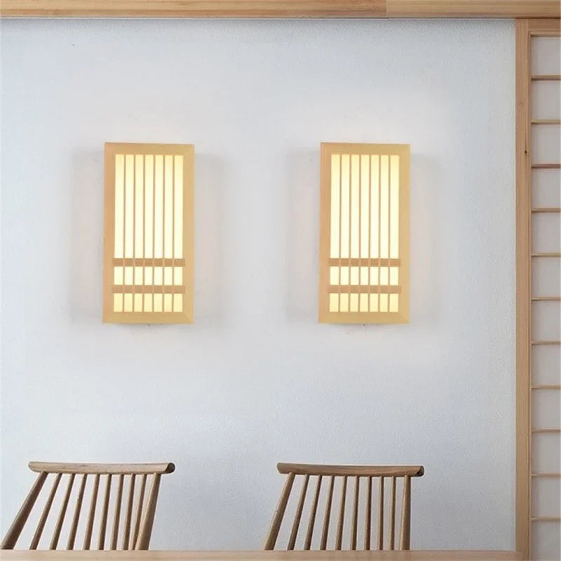 Minimalist LED Wall Sconce in Wood – Japandi Style Decor