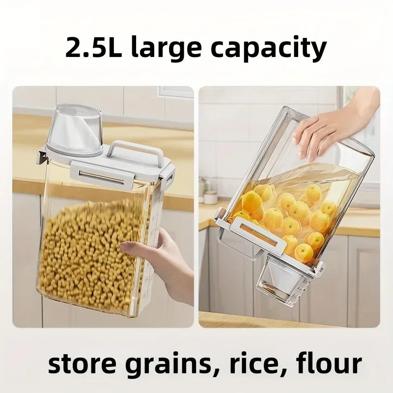 2.5L Airtight Storage Bin for Rice, Cereal, and Flour with Measuring Scoop