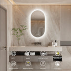Oval LED Bathroom Mirror with Anti-Fog and Dimmable Backlight