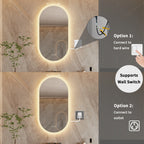 Oval LED Bathroom Mirror with Anti-Fog and Dimmable Backlight