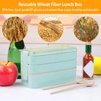 3-Tier Bento Lunch Box – 900 ml Made from Wheat Straw