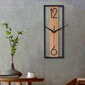 Sleek Rectangular Wall Clock with Wooden Grain Frame