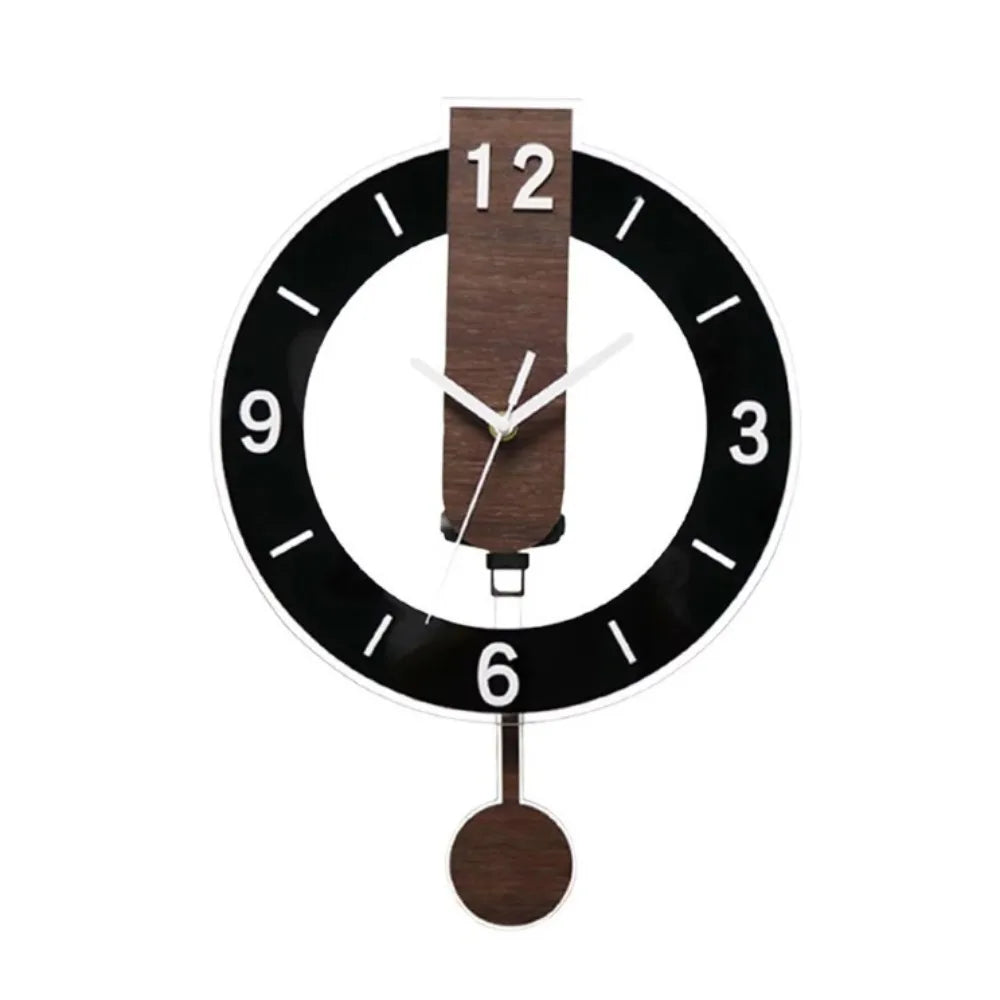 Contemporary Wall Clock with Pendulum | Acrylic and Wood Minimalist Style
