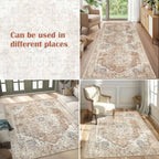 Foldable Non-Slip Oriental Carpet | Medallion Design Area Rug
