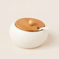 Elegant Ceramic Spice Container with Eco-Friendly Lid & Spoon