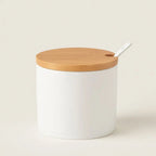 Elegant Ceramic Spice Container with Eco-Friendly Lid & Spoon