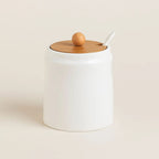 Elegant Ceramic Spice Container with Eco-Friendly Lid & Spoon