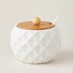 Elegant Ceramic Spice Container with Eco-Friendly Lid & Spoon
