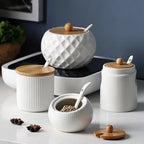 Elegant Ceramic Spice Container with Eco-Friendly Lid & Spoon