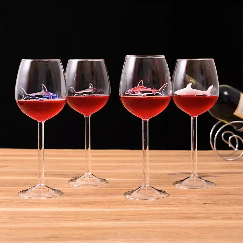 Playful Shark-Themed Wine Goblets for Every Occasion