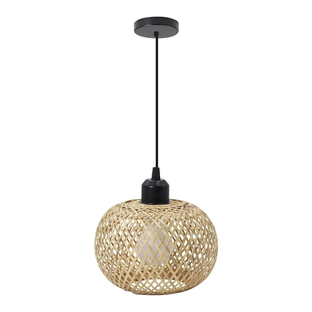 Handcrafted Rattan LED Ceiling Light with Bamboo Design